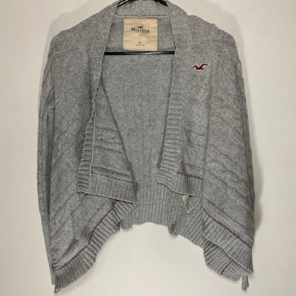 Hollister Grey Cable Knit Waterfall Cardigan Sweater